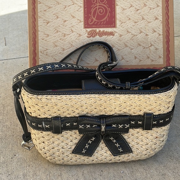 Brighton Handbags - Brighton Straw And Leather Purse with extra strap